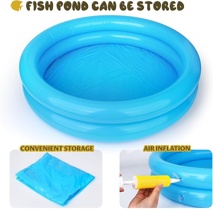 FIVEDAOGANG Magnetic Fishing Game 45 PC Ocean Sea Floating Fish Colorful Animals with Net Portable Storage Bag | Kiddie Pool Bathtub Game for Age 3 4 5 6 Year Kids Toddler(XX-Large Set)