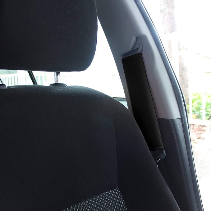 Car Seat Belt Pad Cover kit,2-Pack Soft Car Safety Seat Belt Strap Shoulder Pad for Adults and Children (Black)
