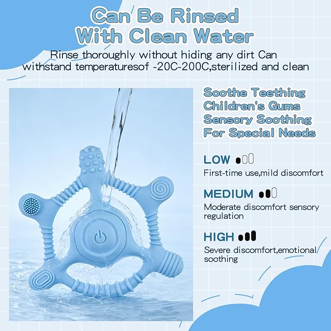 Sensory Chew Necklaces Vibrating teether for Kids - Chewelry Chew Toys for Autism, ADHD & Sensory Needs, BPA-Free Teething Relief & Anxiety Fidget (Blue)