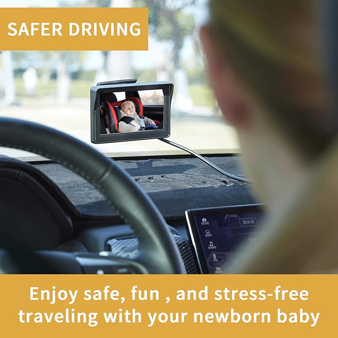Itomoro Baby Car Camera, Easily Install Baby Car Mirror 1080P Clear Car Baby Camera for Rear Facing Seat Backseat 4.3 inch Display
