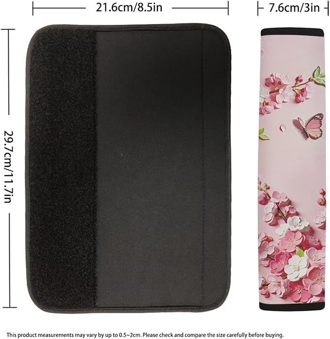 AFPANQZ Auto Seat Belt Covers for Adults Children 2 Pack Safety Seatbelt Pad Cushion Kit Butterfly Peach Blossom Universal Daiper Bag Backpack Shoulder Straps Pads Comfortable Universal