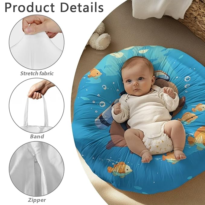 Capybara and Fish Newborn Lounger Cover Removable Cover Ultra Soft Comfortable Lounger Slipcover Protector Cover for Infant Lounger Pillow Breathable and Reusable