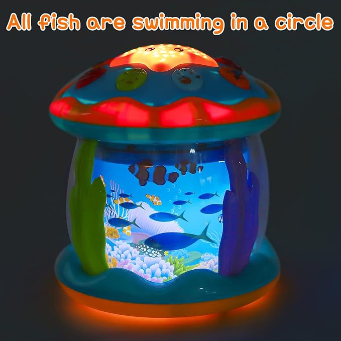 Baby Toys 6-12 Months Ocean Projector Rotating Musical Light Up Tummy Time Toys for Infant 0-6 3-6 Months Baby Aquarium Crawling Toys 4 5 6 7 8 9 12-18 Months Boy Girl 1 Year Old Birthday Easter Gifts