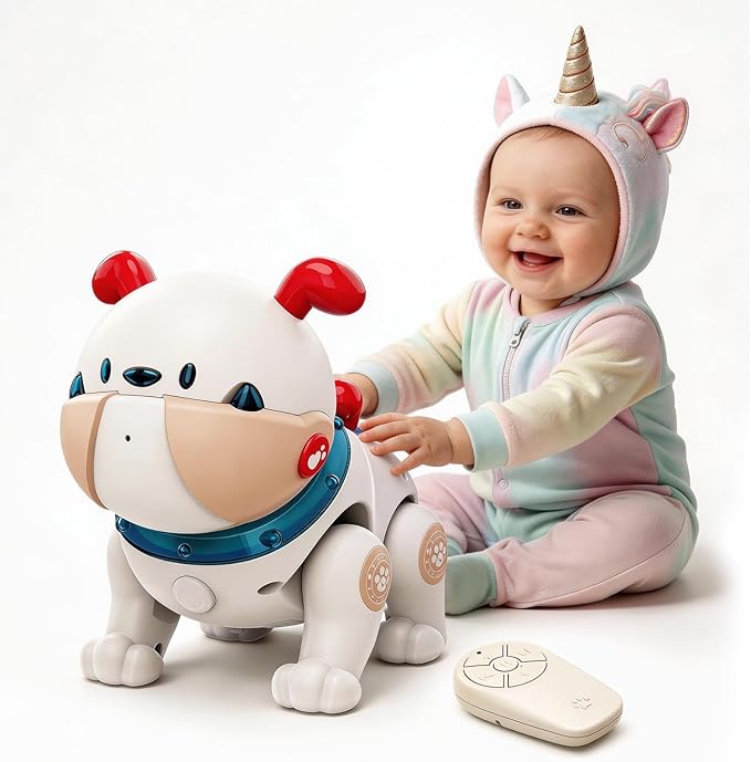 Baby Toys for 6-12 Months: Musical Crawling Dog Toy with Dancing, Recording & Lights, First Birthday Gift for Boys & Girls, Tummy Time Sensory Toy for Toddlers 1-3