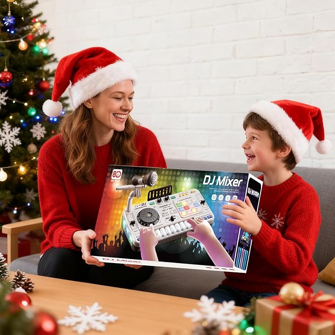 Toddler DJ Mixing Table, Kids Mixer Board with Turntable, Game Mode and Microphone, Gift for 3 4 5 6 Years Old Boys Girls - Baby DJ Set
