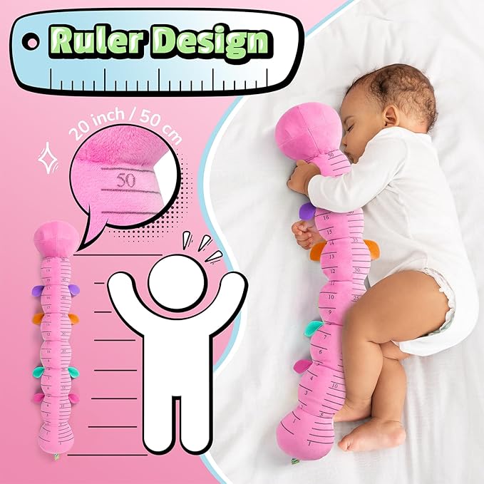 LIGHTDESIRE Baby Toys Musical Caterpillar,Infant Toys Stuffed Animals 3 6 12 Months Sensory Toys with Ruler Design,Crinkle&Ring Bell,Baby Teething Toy Tummy Time Boy Girl Gifts Easter Basket Stuffer