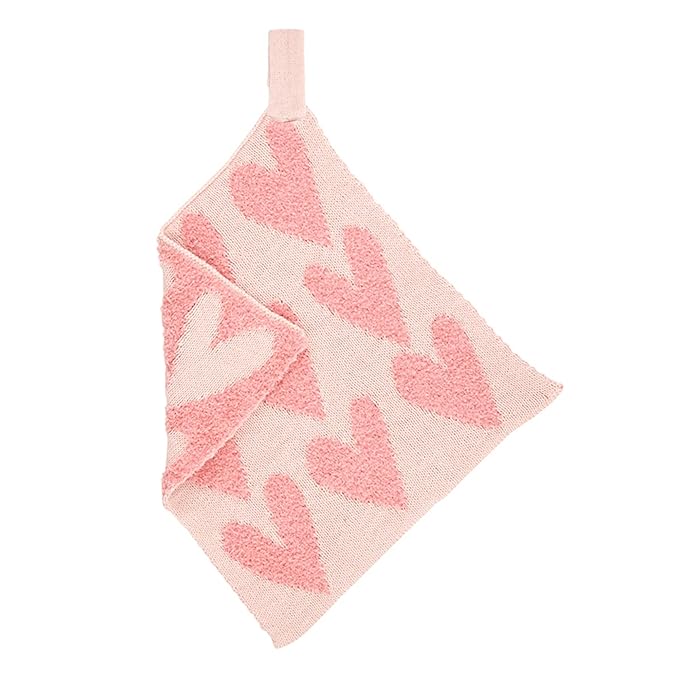 Stephan Baby Plush Blankets - Soft Absorbent Blankie with Paci-Clip for Pacifiers and Teething Toys, 9" Square, Hearts