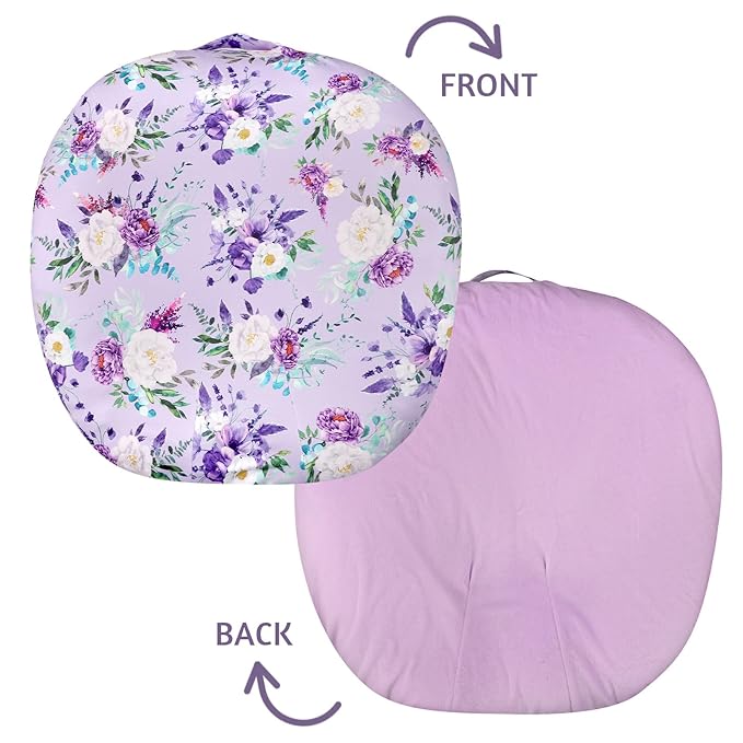 Newborn Lounger Cover for Girls Boys, Removable Soft Baby Lounger Cover 1 Pack, Reversible Infant Lounger Cover Fleece, Purple Floral (Only Cover)