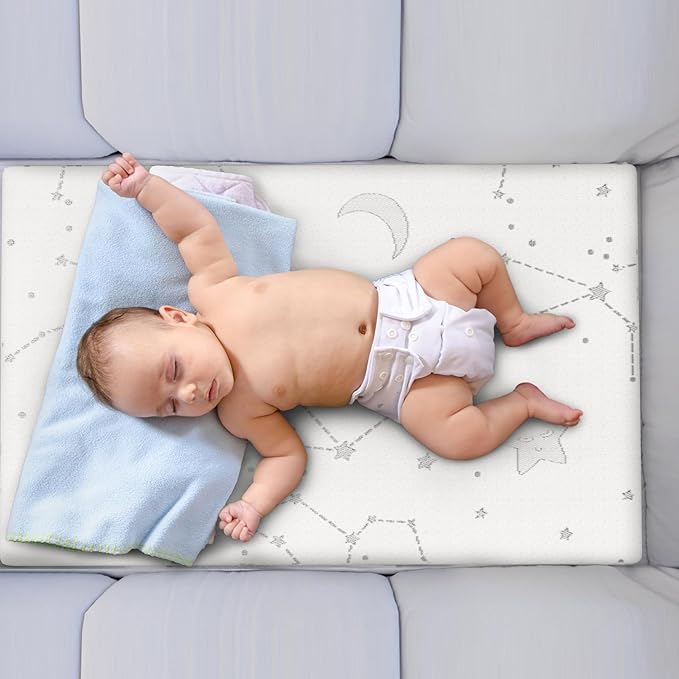 YENING Breathable Pack and Play Mattress Pad 38x26 Waterproof Baby Mattress for Pack N Play Matress Topper Waterproof with Strap