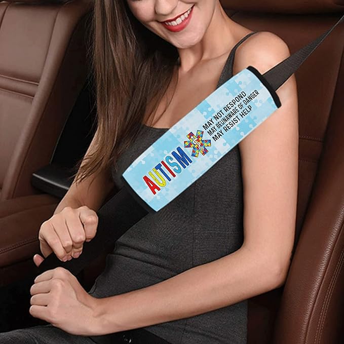Autism May Not Respond Seat Belt Cover Special Need Autistic Car Seat Belt Covers for Kid Children Autsim Awareness Medical Alert Seat Belt Cover 25