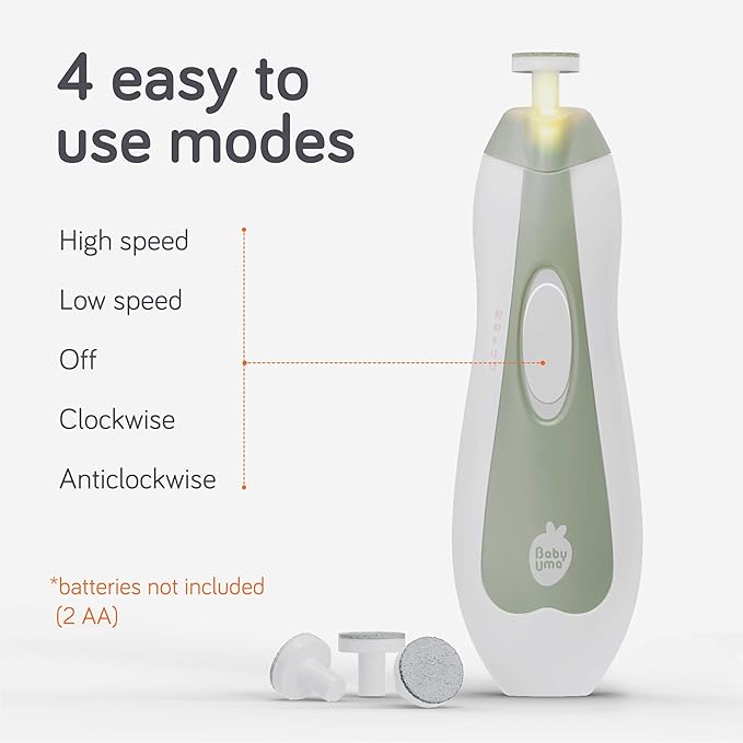 Cherish Baby Care LED Baby Nail Trimmer Electric - Auto-Safety Stop Baby Nail Clippers, Bi-Directional Electric Baby Nail File with 2 Speeds & 6 Filing Discs, Newborn Essentials (+ Travel Case)