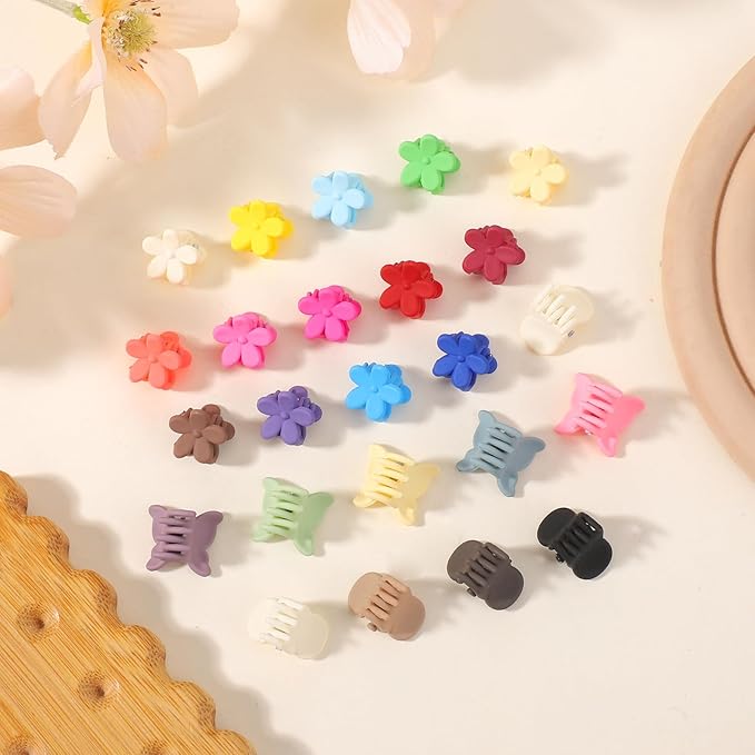 choicbaby 128pcs Baby Girls Hair Clips 3 Styles Mini Claw Clips Small Flower Butterfly Claw Jaw Hair Clips Hair Barrettes Accessories for Women Girls Kids Teens with Organizer Box