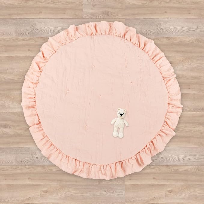 Lush Decor Baby Round Ruffle Play Mat 36" Diameter Blush - Tummy Time Mat - Pink Playmat - Baby Play Mats for Floor - Girl Nursery Decor