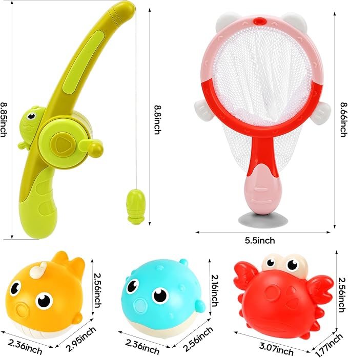 Light Up Toddler Bath Toys for Kids Ages 1- 3,7PC No Holes Baby Shower Bath Toys Set,Fun Magnetic Fishing Game Bathtub Toy,Birthday for Baby Boys Girls 1 2 3 4 5 6 Old Year