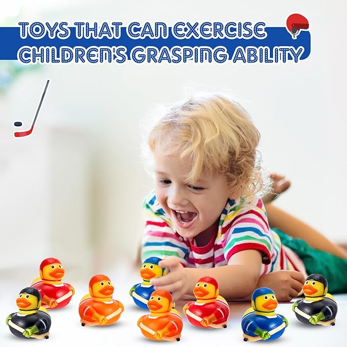 Deekin Rubber Ducks 2 Inch Bulk Sport Party Favors for Team Events Decorations Birthday Party Supplies Club Player Gift(24 Pcs,Hockey Player)