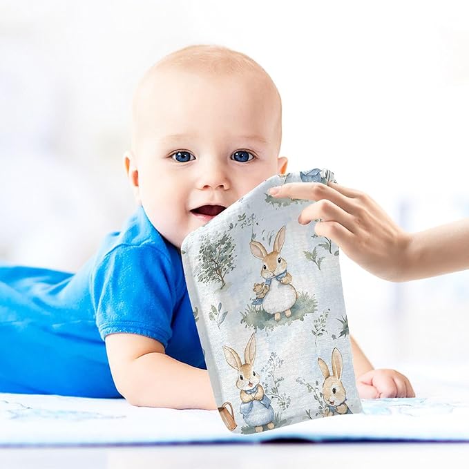 vvfelixl Baby Muslin Washcloths Peter Bunny Friend Baby Burp Cloths Cotton Babys Face Towel for Infants Soft 11.8 X 11.8 in, 3 Pack