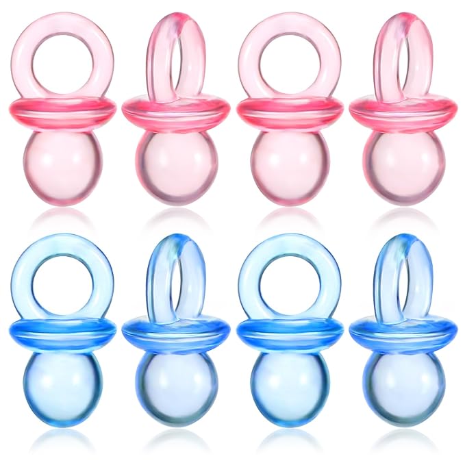 Amabro 100Pcs Mini Acrylic Pacifiers, Small Pacifiers Confetti Table Scatter Decoration Baby Party Boy Girl Gender Reveal Birthday Favors Table Decor Baby Shower Game Supplies