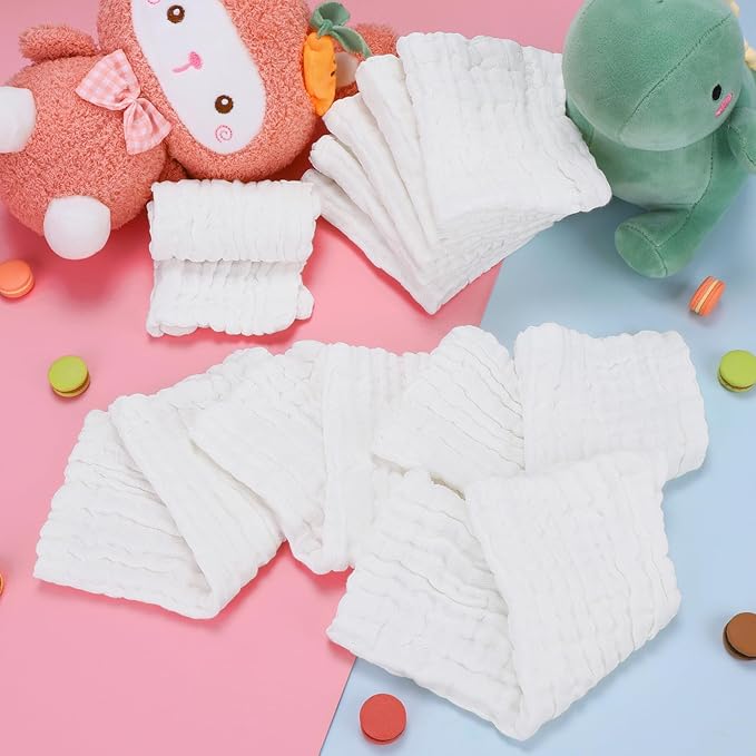 Accmor 10 Pack Baby Washcloths, Soft Face Cloths for Newborn, Natural Cotton Bath Face Towels Baby Wipes Burp Rag Wash Cloths