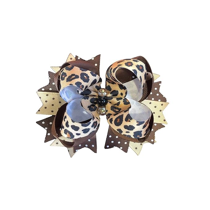 Glitter Leopard Hair Bow Clips for Girls Women Leopard Bow hairpin Hair Accessories.(FJ119) (E)