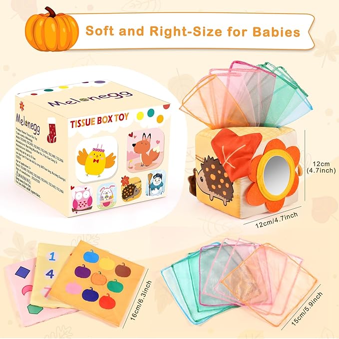 Thanksgiving Baby Toys 36+ Months Montessori Toys Baby Tissue Box Toy for Babies, Thanksgiving Gift for Boys Girls Autumn Thanksgiving Party Favor Thanksgiving Harvest Gifts