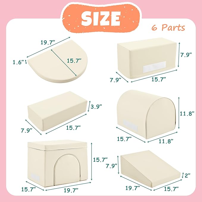 Merax Indoor Soft Foam Tunnel Climber, Toddler Climbing Toys with Tunnel, Steps and Ramp, Soft Climb and Crawl Playset Baby Soft Foam Blocks, 7-piece