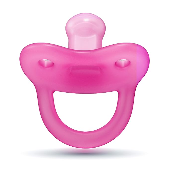Smilo Newborn Baby Pacifier - 3 Pack of Orthodontic Pacifiers for Babies from 0-2 Months - Expands to Support The Palate During Soothing - BPA-Free - Pink