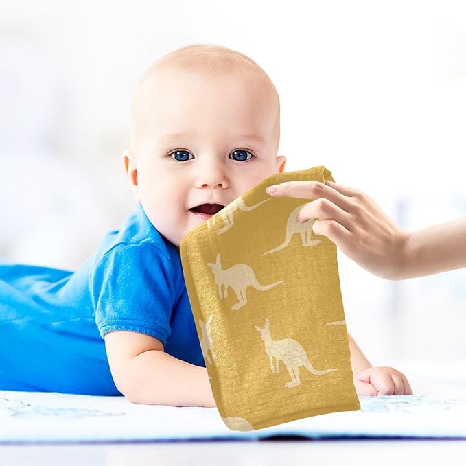 vvfelixl Kangaroo Australia Animals Baby Burp Cloths Baby Muslin Washcloths for Boys Girls Cotton Baby Face Towel for Newborn Infants Soft and Absorbent 11.8 X 11.8 in, 5 Pack