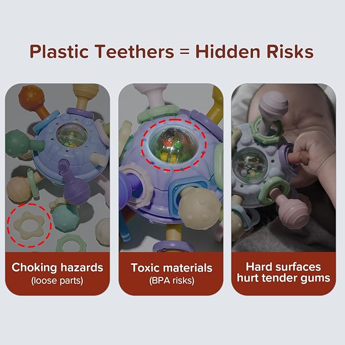 Thyseed Mini Teether Toy | Silicone Soothing Baby Teether Toys for Infants(1 Pack)