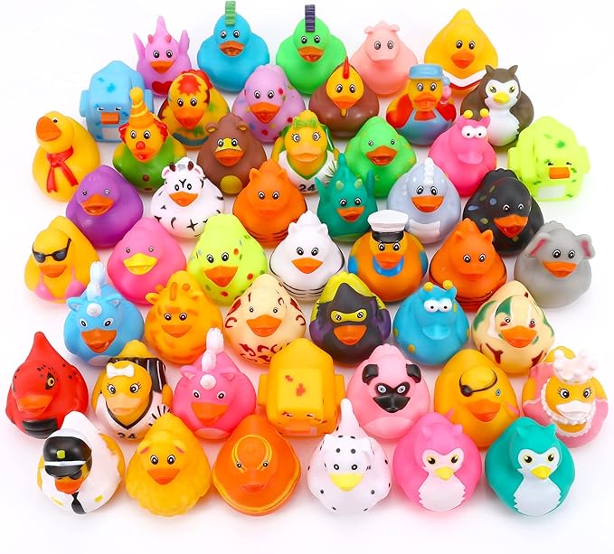 50 Pack Rubber Ducks for Kids Bath Toys and Jeep Ducks for Ducking, Rubber Ducks in Bulk for Kids, Baby Showers Accessories, Birthday Gifts and Summer Pool Party