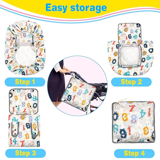 SMTTW Baby Car Seat Cover - Universal Fit, Snug, Breathable, Canopy for Boys/Girls, Ideal for All Seasons (Numbers)