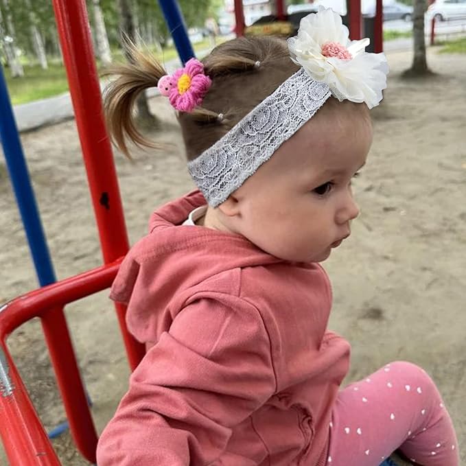 KEAINVRN 3Pcs Baby Girl Headbands Flower Bow Headband for Baby Girls Soft Hairbands Hair Accessories for Newborn Infant Toddler Kids (Multicolor, average size)