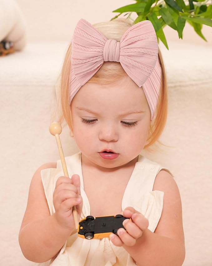 jollybows 12 PCS Baby Nylon Headbands Handmade Wide Baby Girl Bows Headbands Elastics HairBands Hair Accessories for Newborn Infants Toddlers Kids