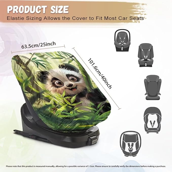 XYZCANDO Panda Print Baby Car Seat Shade Cover Cute Car Seat Cover Girl Newborn Waterproof Car Seats Heat Protector Keeps Your Toddler Baby Seat at a Cool Temperature Gift for Friends