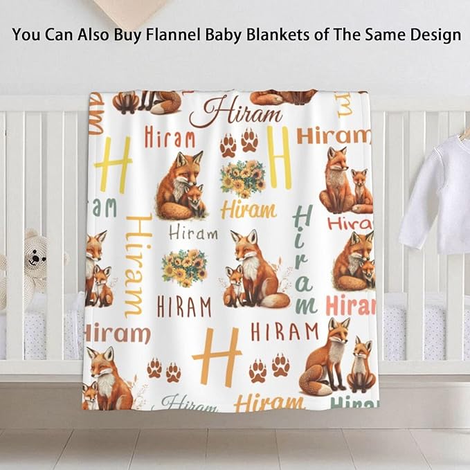 Personalized Cute Fox Baby Car Seat Cover for Girls Boys, Customized Baby Carseats Covers with Name, Custom Monogram Stroller Canopy Nursing Cover Breastfeeding Scarf for Newborn Infant New Mom