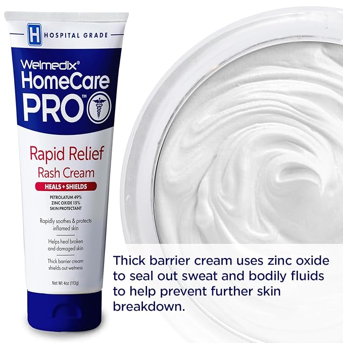 Welmedix Adult Diaper Rash Cream - Zinc Oxide Cream & Moisturizing Skin Barrier Cream, Maximum Strength Diaper Rash Cream for Adults, Skin Protection Ointment - 4oz