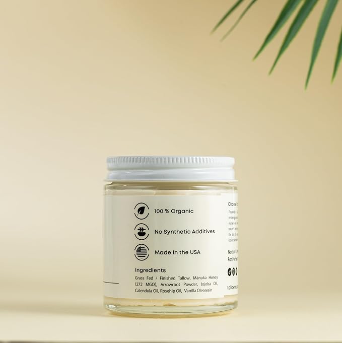 Tallow Baby Balm for Delicate Skin – All-Natural, Moisturizing & Soothing Cream with Grass-Fed Beef Tallow, Organic Jojoba & Organic Vitamin E – For Newborns, Infants & Toddlers (4oz, Unscented)