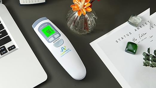 Amplimn Non-Contact Touchless Infrared Digital Forehead Thermometer Bundle for Adults and Babies
