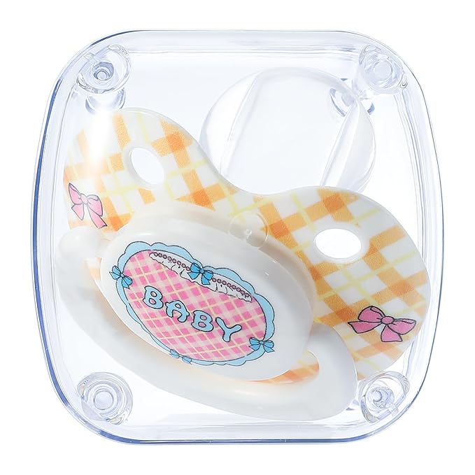Cute Adult Size Pacifier: Big Shield Paci for Anxiety - Pretty Soft Silicone Nipple for Sleep - Butterfly Bows Large Binky for Autism with Case