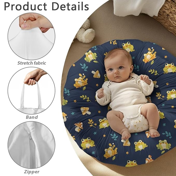 Newborn Lounger Cover, Removable Newborn Lounger Cover Waterproof Infant Lounger Cover Soft Lounger Slipcover Soft Infant Lounger Pillow for Boys Girls Mushroom
