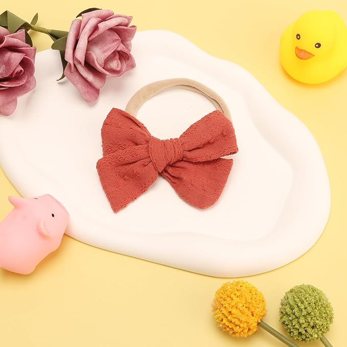 AQOKKA Baby Girl Headbands with Bows Soft Nylon Newborn Toddler Hairbands Handmade Baby Hair Accessories for Infant Girls Kids