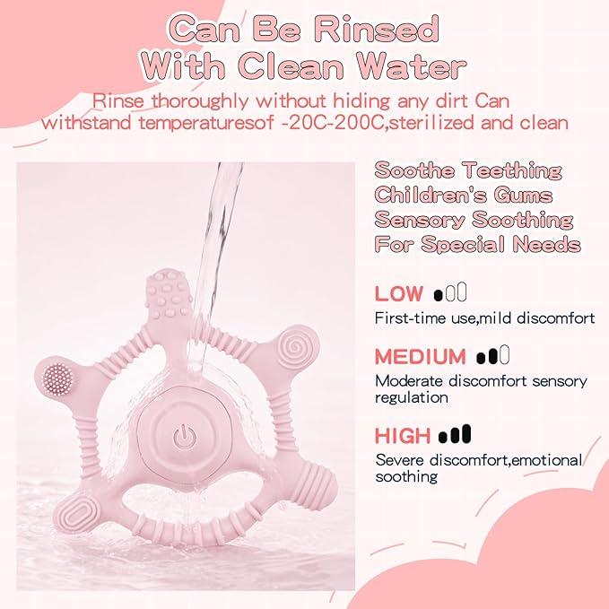 Sensory Chew Necklaces Vibrating teether for Kids - Chewelry Chew Toys for Autism, ADHD & Sensory Needs, BPA-Free Teething Relief & Anxiety Fidget (Pink)