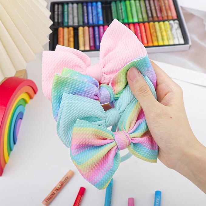 Rainbow Hair Bows for Baby Girls Dreamy Hair Accessories Mint Green Headbands for Newborn Infant Toddler Babies Outfits Accessory Hair Bands