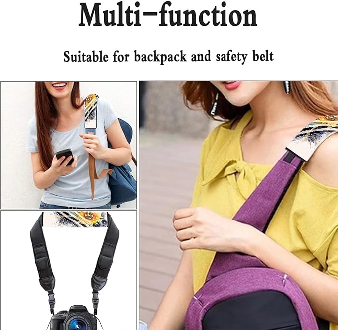 Sunflower American Flag Print Car Belt Strap Cover Independence Day Shoulder Pad 2Pcs Car Seat Belt Strap Cover Watercolor Sunflowers Auto Accessories Polyester Covers