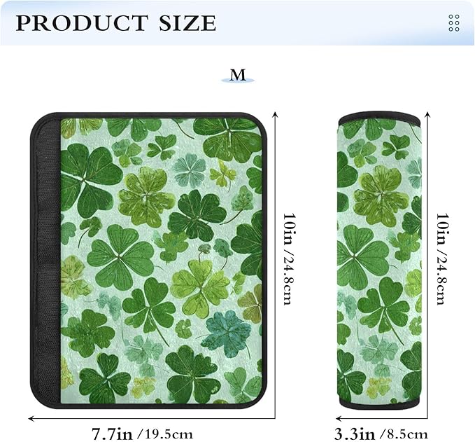 2 Pack Seatbelt Covers Seat Belt Cover Pad for Adults Boys Girls Car Seat Strap Covers Pads Cushion Universal Shoulder Strap Pad Protector for Backpack Camera Bag 6.5 Inch Green Nature St Patrick Clov