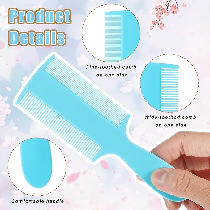 6Pcs Baby Comb Double Sided Dandruff Comb Fine Teeth Pet Comb Plastic Flea Lice Comb with Handle for Newborn Baby Adult and Pet to Keep Skin Healthy and Hair Soft (Multi-Colors)