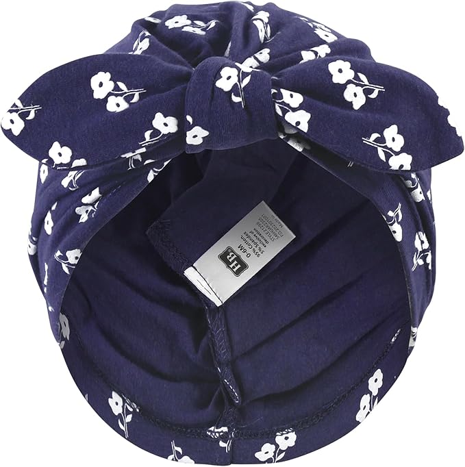 Hudson Baby Infant Girls Turban Cotton Headwraps, 0-24 Months