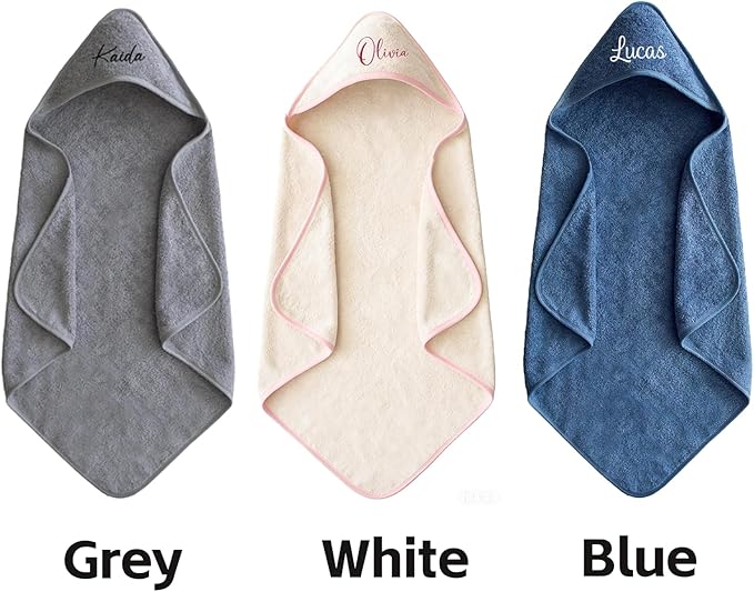 Customized Cotton Baby Towels with Hood, Personalized Baby Bath Towels for Newborn with Embroidery Name, Fluffy Fleece Blanket Baby Boys Girls Must Haves