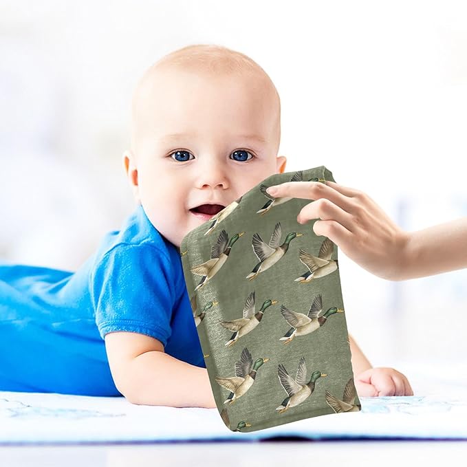 Mallard Ducks Baby Washcloths Newborn Muslin Burp Cloths 3 Pack Soft Cotton Baby Face Bath Towel Drool Bibs for Infants, Girls and Boys 11.8 x 11.8 Inch