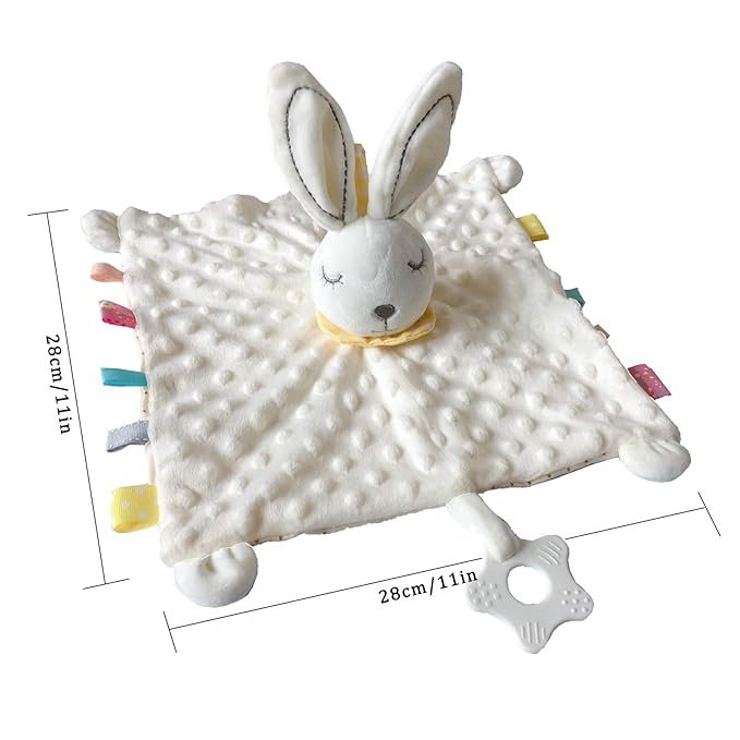 Lovey Bunny for Babies Soft Plush Tags Toy Stuffed Animal Security Blanket, Great Shower Gift for Newborn New Mom