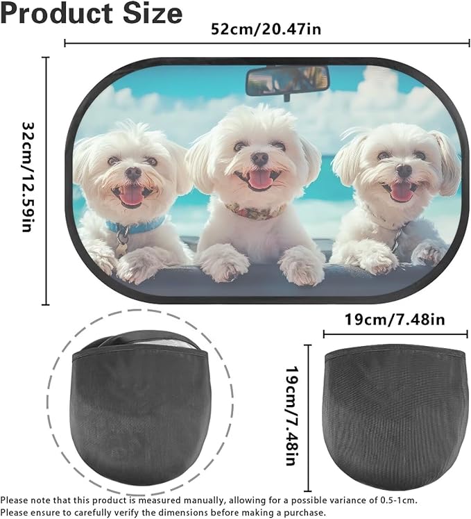 Bulopur 2 Pack Window Shades for Car UV Protection Breathable West Highland Terrier Car Seat Sun Protection Easy to Install Mesh Back Window Sun Shades Universal Fit Mesh Auto Windshield Shades